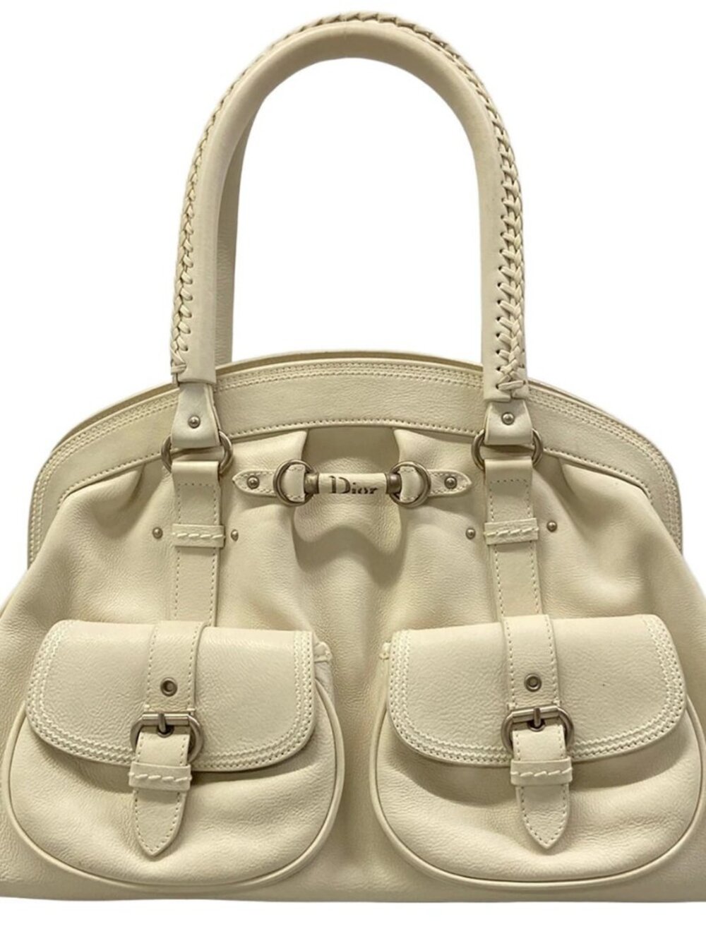 DIOR/ChristianDior My Dior Frame Bag Cream Leather Handbag
